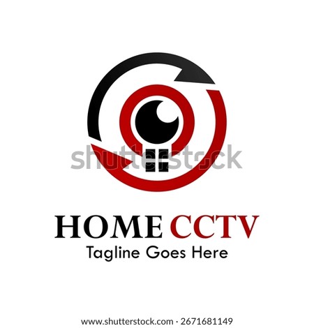 A modern logo depicting an eye inside a home silhouette, representing advanced home security and surveillance systems. Perfect for security companies, smart home services, or technology brands.