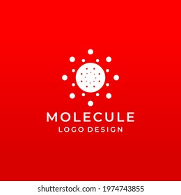 Modern Logo design about molecules on red background.
EPS10, Vector.