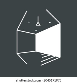Modern logo design for an apartment renovation company. Stylized simple hand-drawn outline illustration. White flat logotype on a black background. Vector room drawing for interior design business