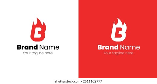 Modern logo design. B letter logo design with flame sign on white background