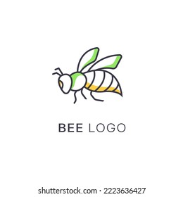 Diseño de plantilla de diseño de logotipo de Bee Concepto de línea de esquema