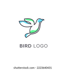 modern logo design with bird line art