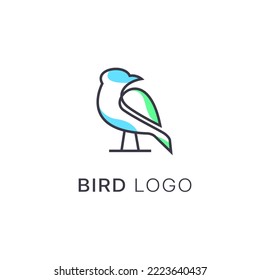 modern logo design with bird line art
