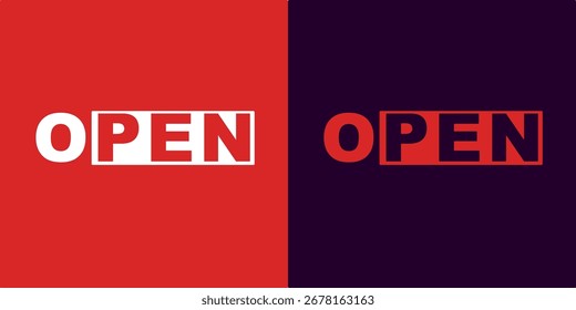 Diseño moderno del logotipo “ABIERTO” con tipografía atrevida y estilo creativo del Vector. Perfecto para rótulos de tiendas, identidad empresarial, marca de tiendas, Anuncios, invitaciones y proyectos de Diseño gráfico profesional.