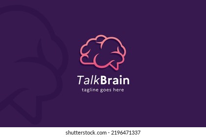 Modernes Logo-Design des Gehirns kombiniert mit Gesprächen. Denken Sie an ein Konzept. Brainstorm Power Denken Gehirn Logotype Symbol