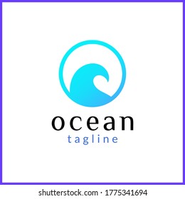 Modern logo design with bright blue sea wave
