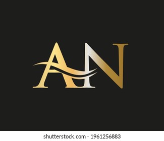Modern AN Logo Design for business and company identity. Creative AN letter with luxury concept