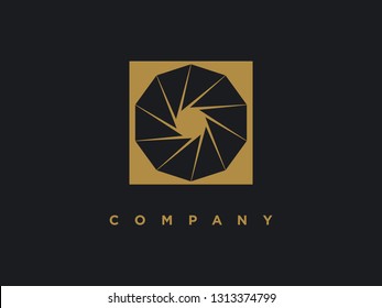 Modern logo design camera in square.