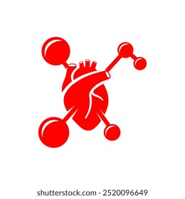 Modern logo design for the chemical heart which is included in the body organs.