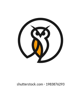 modern logo design circle outline owl