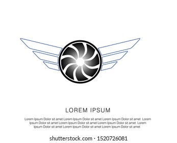 Modern logo design, with circle and wings elements. suitable for the automobile, automotive, photography, motor club and gaming logos.