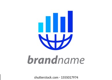 Modern logo design combination globe with chart, this logo recommended for company related finance.