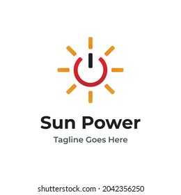 Modern Logo Design Combination Of Sun And Power Button. Sun Power Logo.