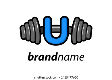 Modern logo design combining barbell and letter U