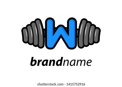Modern logo design combining barbell and letter W