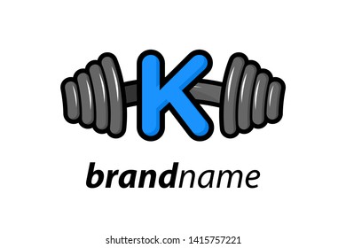 Modern logo design combining barbell and letter K
