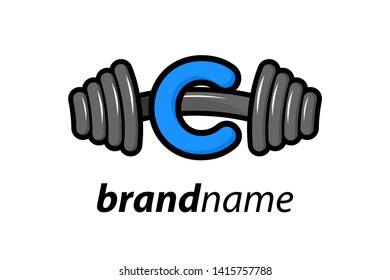 Modern logo design combining barbell and letter C