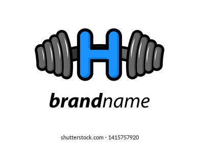 Modern logo design combining barbell and letter H