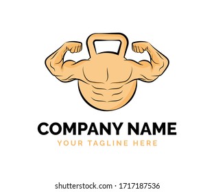 Modern logo design combining body and kettle bell