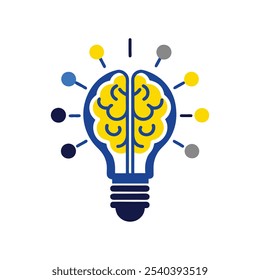 Un diseño de logotipo moderno que combina un cerebro y una bombilla, simbolizando la creatividad, la inteligencia y la innovación. Ideal para tecnología, educación o marcas creativas.