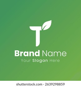 Modern Logo Design Combining Initial Letter and Leaf Elegant and Beautiful Style