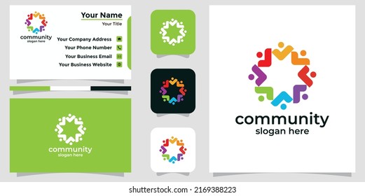 modern logo design community and branding card