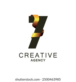 Diseño moderno del logotipo para la agencia creativa con el número siete