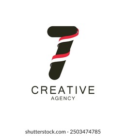 Diseño moderno del logotipo para la agencia creativa con el número siete