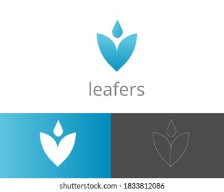 Modern logo design creative energy company identity business growth symbol leaf,nature,fresh,ecology,abstract liquid blue and multimedia