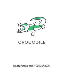 modern logo design with crocodile line art 