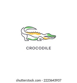 modern logo design with crocodile line art 