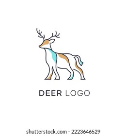 modern logo design with deer line art 