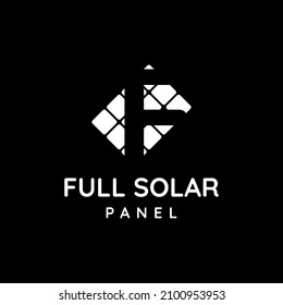 logotipo completo del panel solar. diseño de panel solar con letra inicial F
