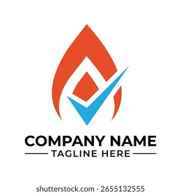 Diseño de logotipo moderno con forma de llama Abstractas y símbolo de marca de verificación para la marca de la empresa y la identidad visual