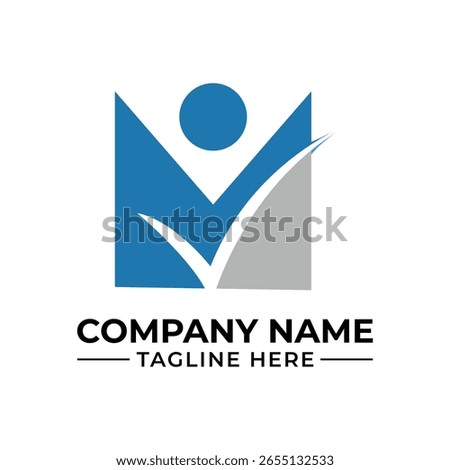Modern Logo Design Featuring Abstract Human Figure with Tick Mark for Company Success and Growth