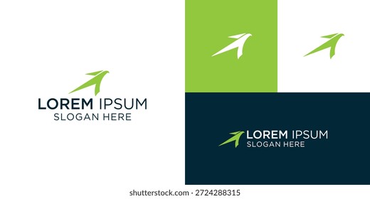 Modern logo design featuring a green arrow perfect for businesses and companies looking for a professional brand identity, Combination of Eagle and Arrow with set green color .