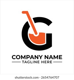 Diseño de logotipo moderno con letra G y pala naranja para construcción o excavación Empresa