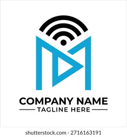 Ein modernes Logo-Design mit dem Buchstaben m, einer Play-Taste und einem WLAN-Signalsymbol.
