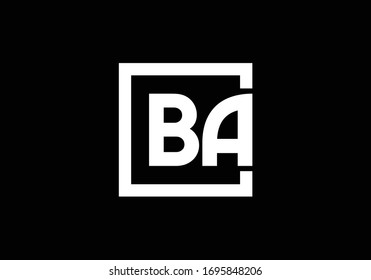 Modern Logo Design Featuring the Letters B and A Encased within a Square Frame Aesthetic Logo