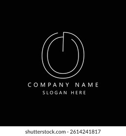 Modern logo design featuring a minimalist capital letter "O" in a thin, elegant line style. Set against a bold black background, this monogram is ideal for luxury brands, personal identity, fashion 