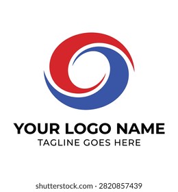 A modern logo design featuring a red and blue swirl with space for company name and tagline