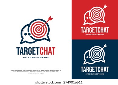 Modern logo design featuring speech bubbles and a target bullseye, ideal for communication platforms, targeted marketing, or consulting services.