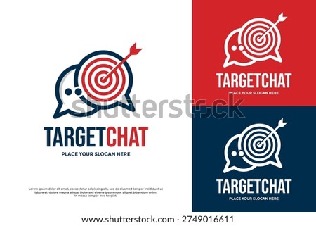 Modern logo design featuring speech bubbles and a target bullseye, ideal for communication platforms, targeted marketing, or consulting services.