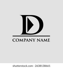 A modern logo design featuring a stylized letter D, incorporating abstract geometric shapes and a minimalist aesthetic.
