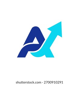 Modern logo design featuring a stylized letter A with an upward arrow, symbolizing growth and progress