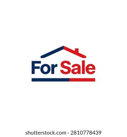 A modern logo design featuring the text For Sale with a stylized roof icon above it using blue and red colors on a white background.