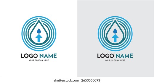 Modern Logo Design Featuring Water Drop with Arrow Symbol.