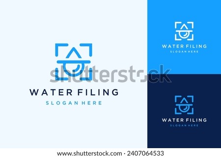 Modern logo design filtering water or water droplets with boxes