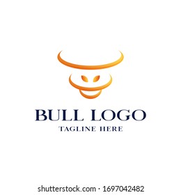 Modern Logo Design Farbverlauf-Stil, gelber Bulle / Kuh oder Halbkreis bilden ein Tier