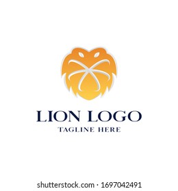 Modern Logo Design Gradient Style, Orange and Yellow Lion or half circle form a lion line